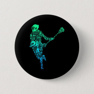Lacrosse Player Youth Men Boys Kids 2 Inch Round Button