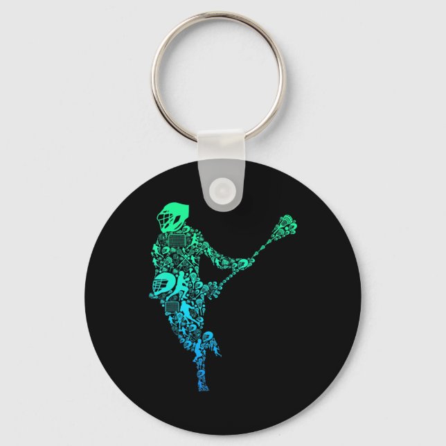 Lacrosse Player Youth Men Boys Kids  Keychain (Front)
