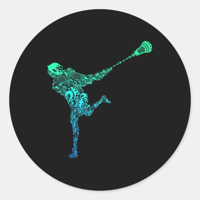 Lacrosse Player Youth Men Kids Boys  Classic Round Sticker (Front)