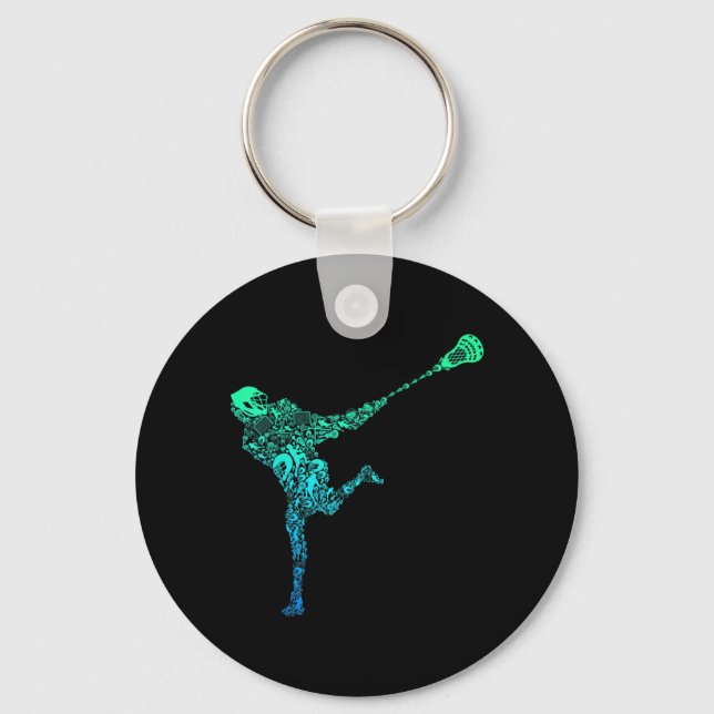 Lacrosse Player Youth Men Kids Boys  Keychain (Front)