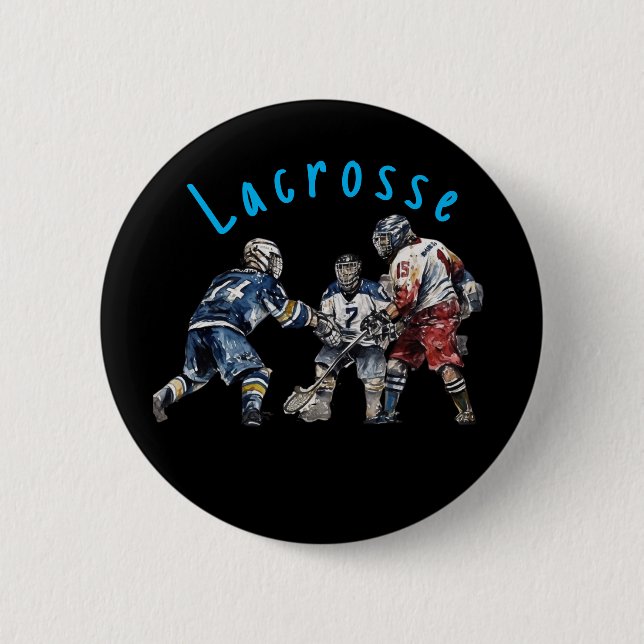Lacrosse Players  2 Inch Round Button (Front)