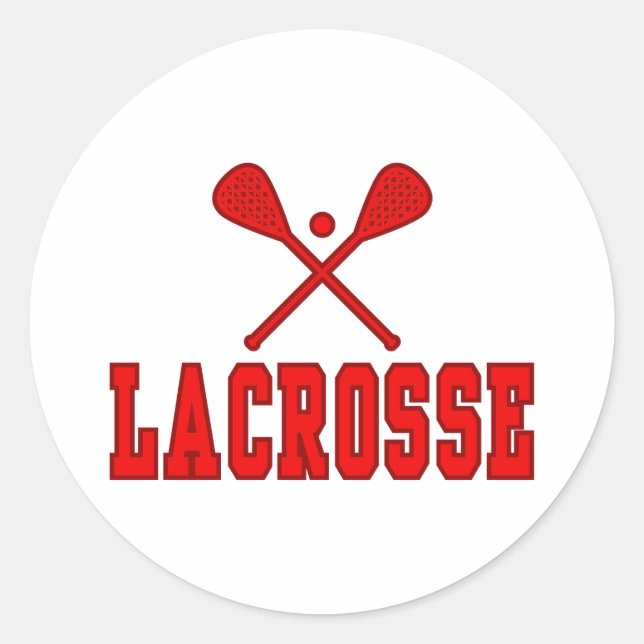 Lacrosse Red Classic Round Sticker (Front)