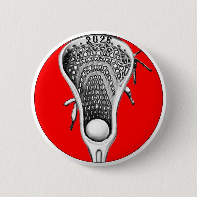 Lacrosse Red Team Gifts 2 Inch Round Button (Front)