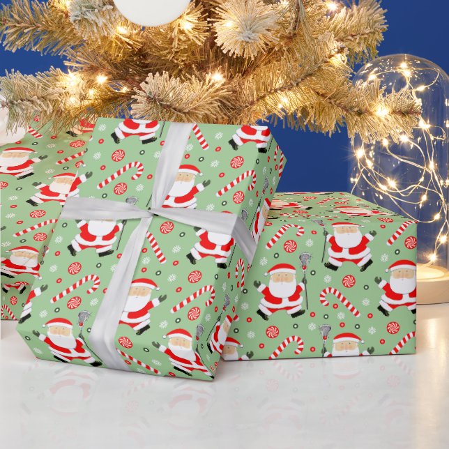 Lacrosse Santa Claus Gift Wrapping Paper (Holidays)
