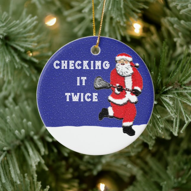 Lacrosse Santa Collectable Ceramic Ornament (Tree)
