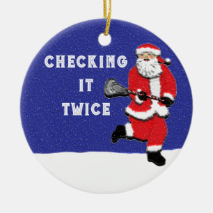 Lacrosse Santa Collectable Ceramic Ornament