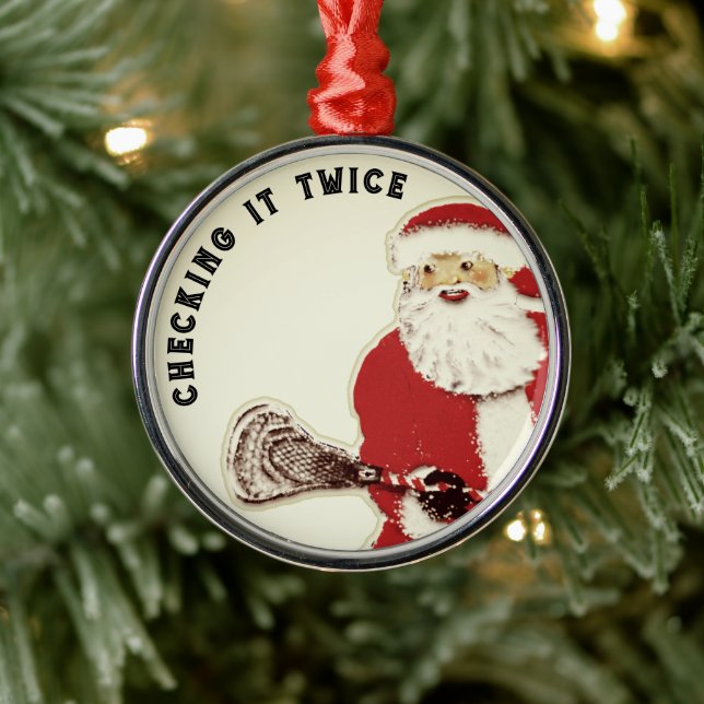 Lacrosse Santa Collectible Metal Ornament (Tree)
