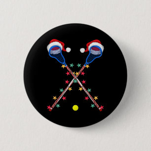 Lacrosse Santa Hat Christmas Lights Funny Sport Lo 2 Inch Round Button