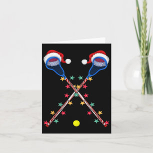 Lacrosse Santa Hat Christmas Lights Funny Sport Lo Card