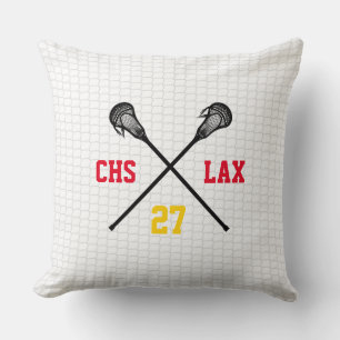 Lacrosse SCHOOL INITIALS Colours PLAYER NUMBER Net Throw Pillow