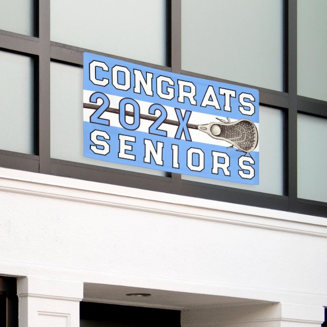 Lacrosse Senior Night Light-Blue Banner (Outside Building)