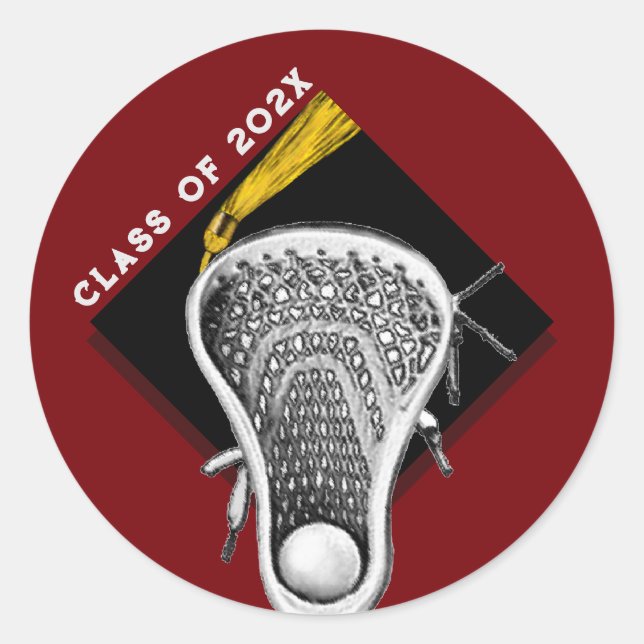 Lacrosse Seniors Maroon Classic Round Sticker (Front)