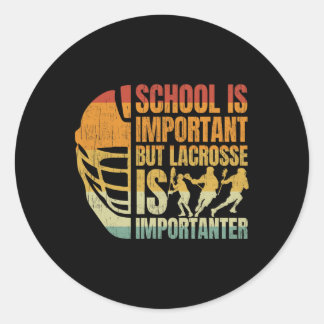 Lacrosse-shirt Lax Lacrosse Is Importanter Boys Yo Classic Round Sticker