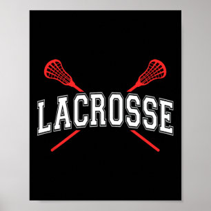 Lacrosse Shirt Red Crossed Sticks For Youth Or Adu Poster