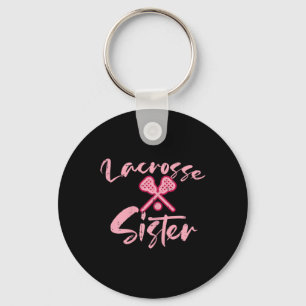 Lacrosse Sister Cute Family Matching Lax Fan Girls Keychain