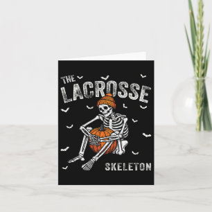 Lacrosse Skeleton Funny Halloween Matching Card
