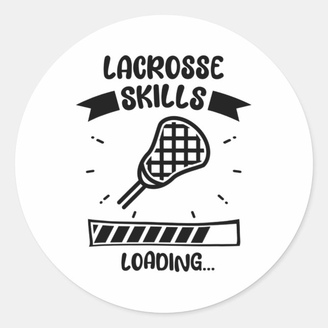 Lacrosse Skills Loading Funny Lacrosse Player  Classic Round Sticker (Front)