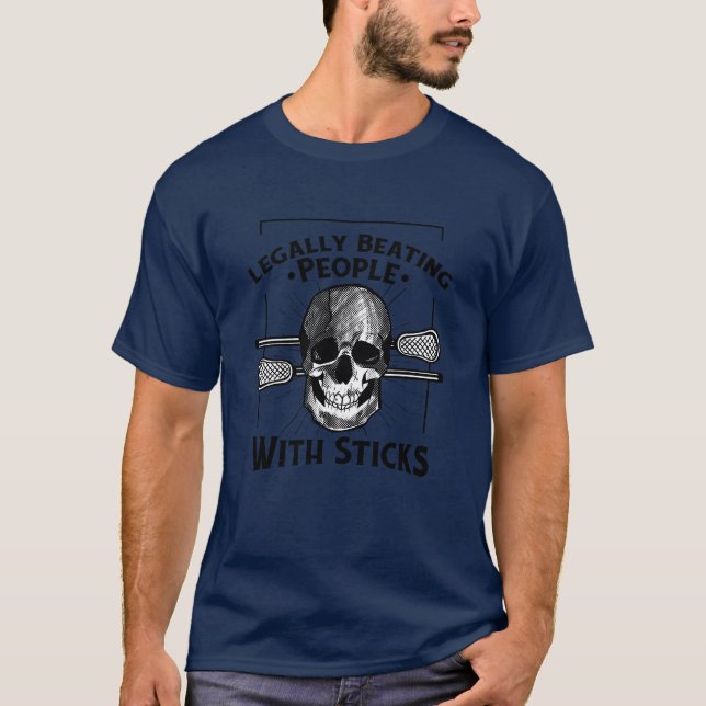 Lacrosse Skull for Lacrosse Lovers T-Shirt (Front)