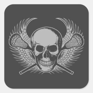 Lacrosse Skull - Grey Square Sticker