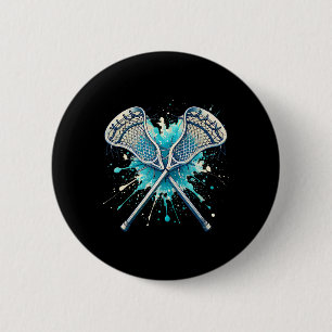 Lacrosse Splash Player Crossed Sticks Lacrosse Boy 2 Inch Round Button