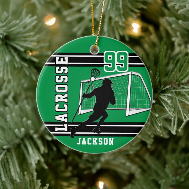 Lacrosse 🥍 Sport - Green Ceramic Ornament (Tree)