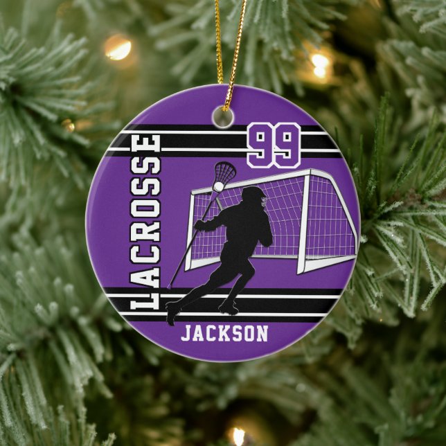 Lacrosse 🥍 Sport - Purple Ceramic Ornament (Tree)