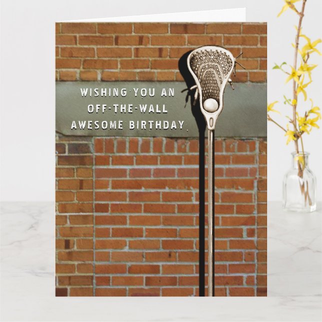 Lacrosse Sports Birthday Card (Yellow Flower)