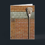 Lacrosse Sports Birthday Card<br><div class="desc">Creative lacrosse birthday card featuring lax stick illustration and funny wall-ball-drill line.</div>