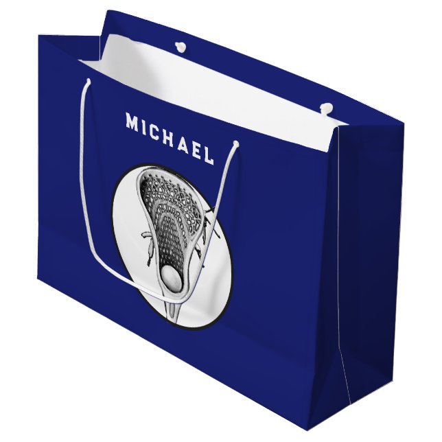Lacrosse Sports Blue Large Gift Bag (Front Angled)