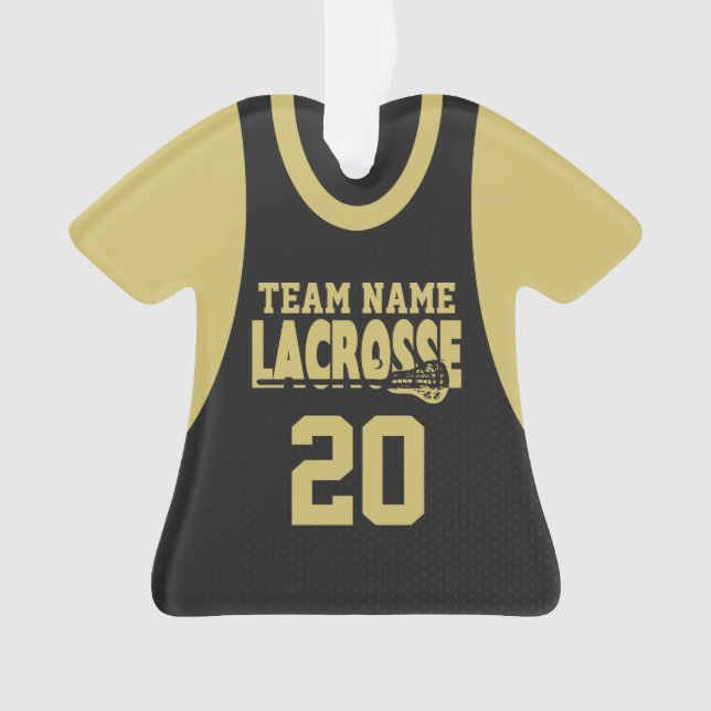 Lacrosse Sports Jersey Black Ornament (Front)