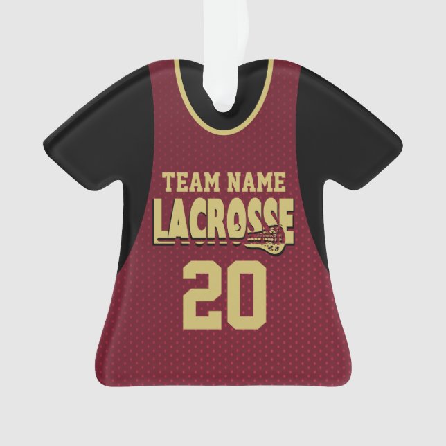 Lacrosse Sports Jersey Maroon with Photo Ornament (Front)