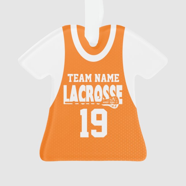 Lacrosse Sports Jersey Orange Ornament (Front)