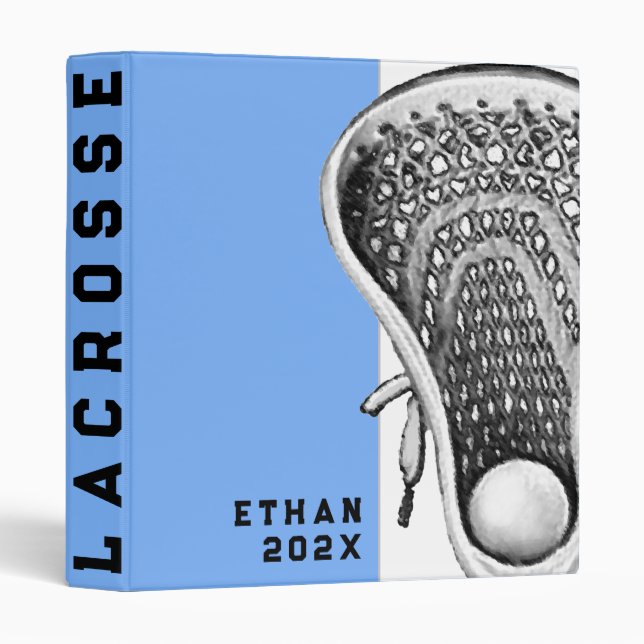 Lacrosse Sports Light Blue 3 Ring Binder (Front/Spine)