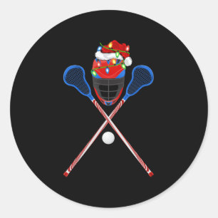 Lacrosse Sports Lover Xmas Santa Hat Lacrosse Chri Classic Round Sticker