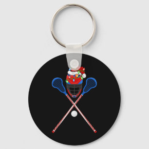 Lacrosse Sports Lover Xmas Santa Hat Lacrosse Chri Keychain