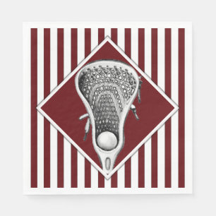 Lacrosse Sports Maroon Napkin
