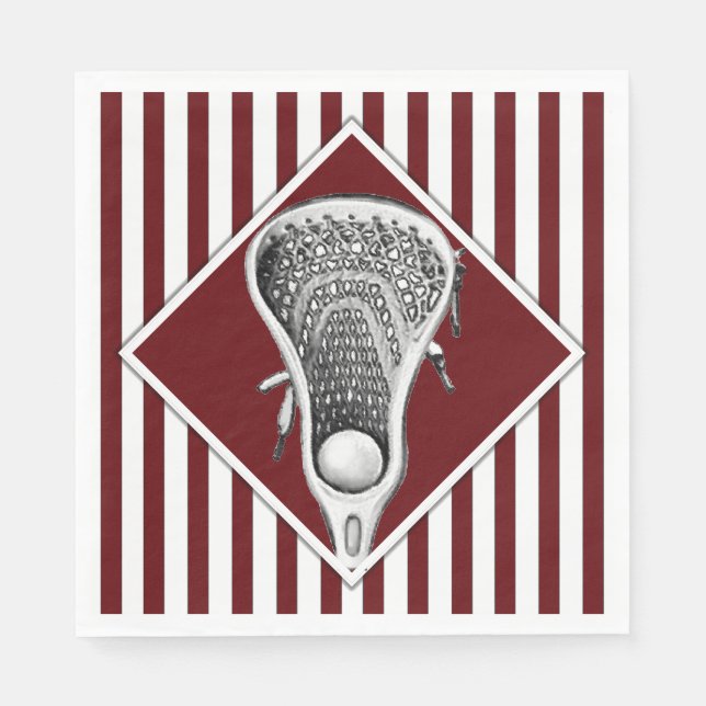 Lacrosse Sports Maroon Napkin (Front)