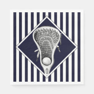 Lacrosse Sports Navy Blue Napkin
