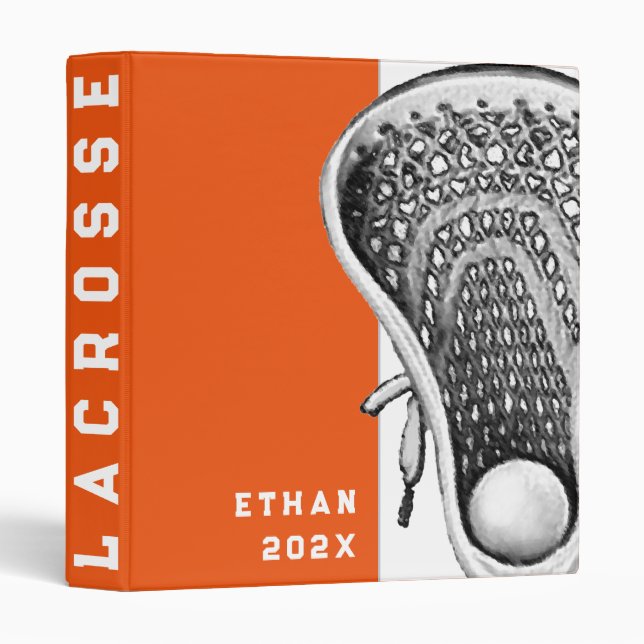 Lacrosse Sports Orange 3 Ring Binder (Front/Spine)