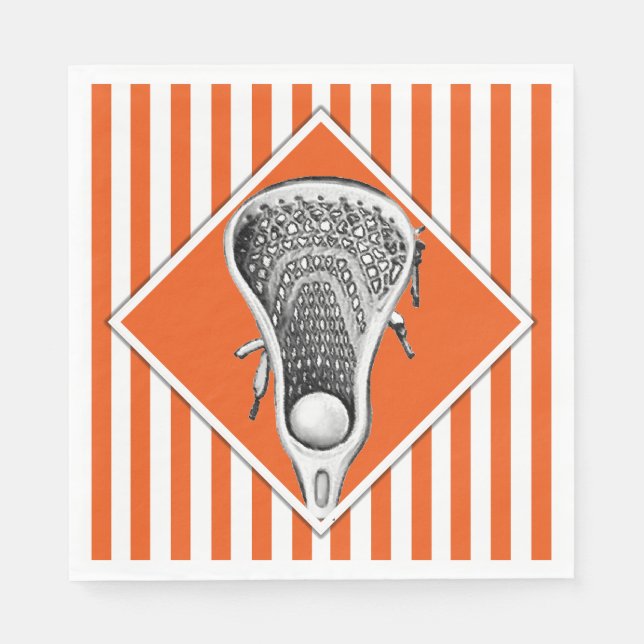 Lacrosse Sports Orange Napkins (Front)