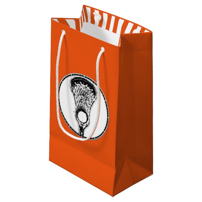Lacrosse Sports Orange Petit sac cadeau (Devant Angle)