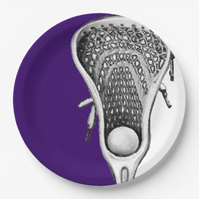 Lacrosse Sports Party Purple Paper Plate (Front)