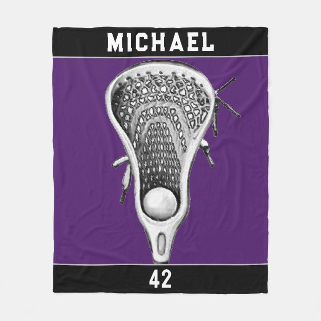 Lacrosse Sports Purple Fleece Blanket (Front)