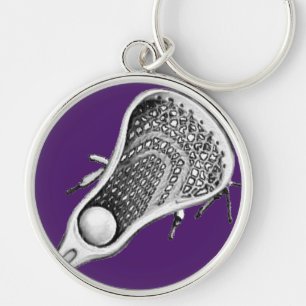 Lacrosse Sports Purple Keychain