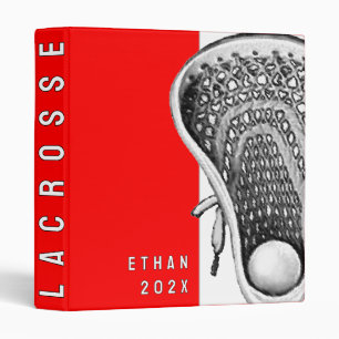 Lacrosse Sports Red 3 Ring Binder