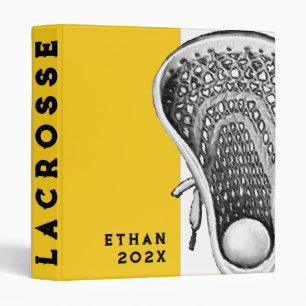 Lacrosse Sports Yellow 3 Ring Binder