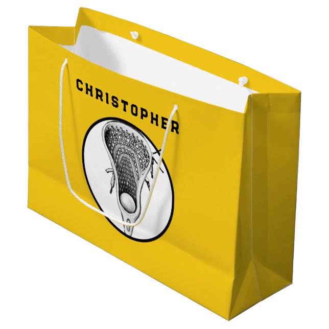 Lacrosse Sports Yellow Gift Bag (Front Angled)