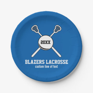 Lacrosse Stick and Ball Custom Player Team Name Paper Plate