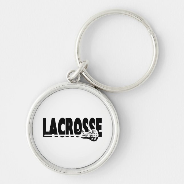 Lacrosse Stick Black and White Keychain (Front)