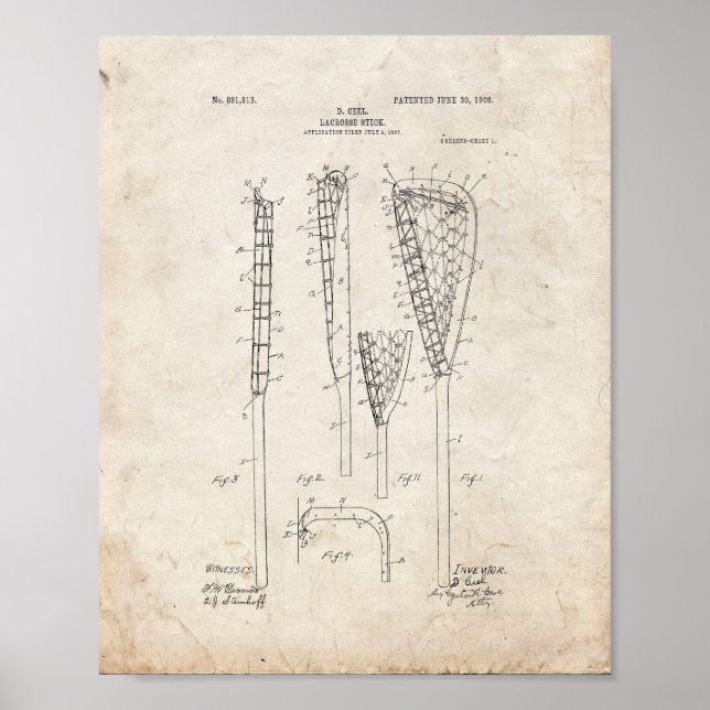 Lacrosse-stick Patent - Old Look Poster (Front)